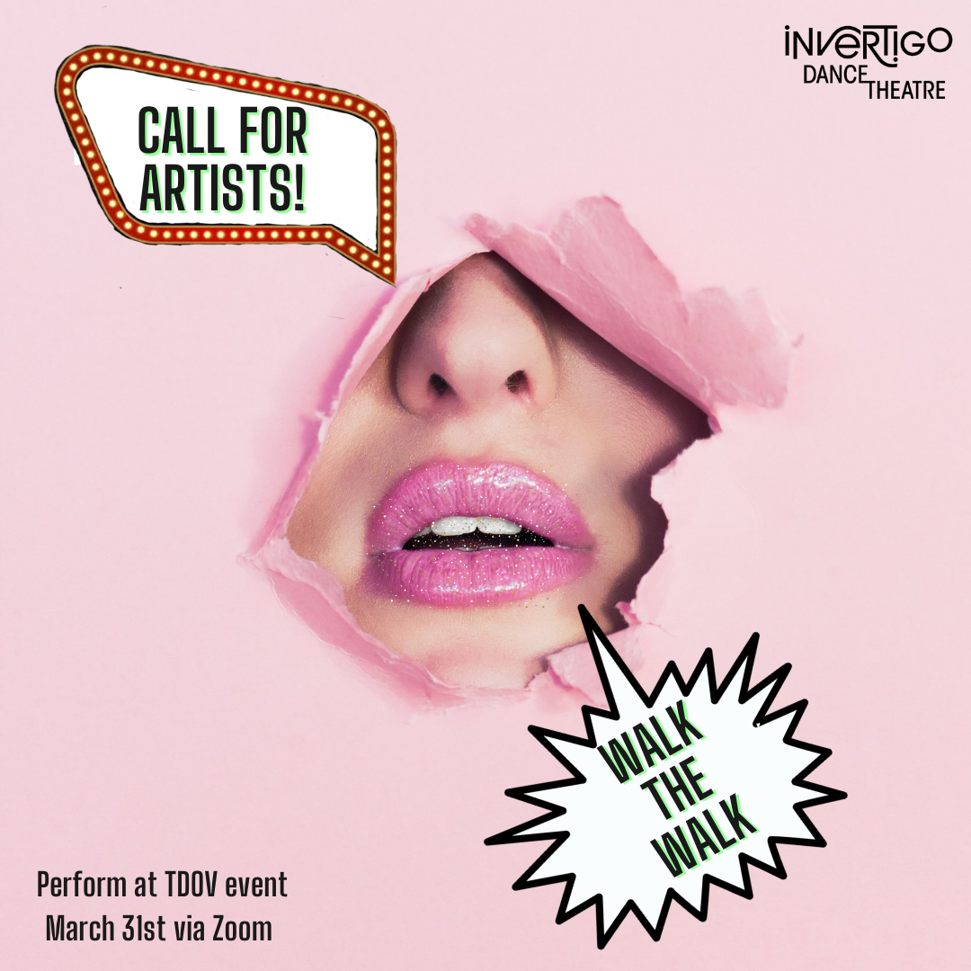A pink flier with lips calling out to artists for walk the walk